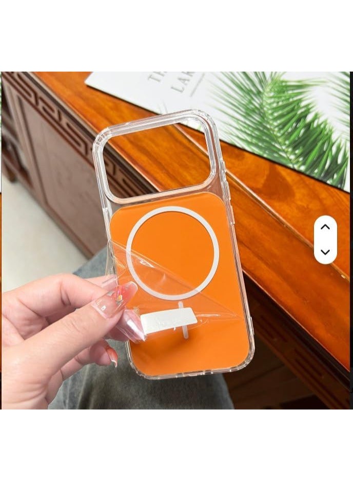 Ecosystem Magnetic Clear Case for iPhone 17 Pro Max, MagSafe Compatible Shockproof Transparent Phone Cover with Strong Magnetic Ring, Slim Protective Back Case (Clear Orange) - Image 2